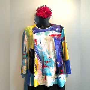🛑 4/$25 TanJay Multi-Color Abstract Print Top